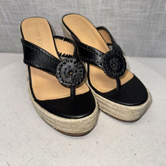Jack Rogers Rowan Flip Flop Platform Classic Jute Espadrille Wedge Sandals 8‎ - Picture 1 of 9